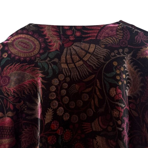 LOFT Velvet Shrug 0/S Black Red Paisley Jacket Stretch Evening Holiday Cardigan - Picture 7 of 9